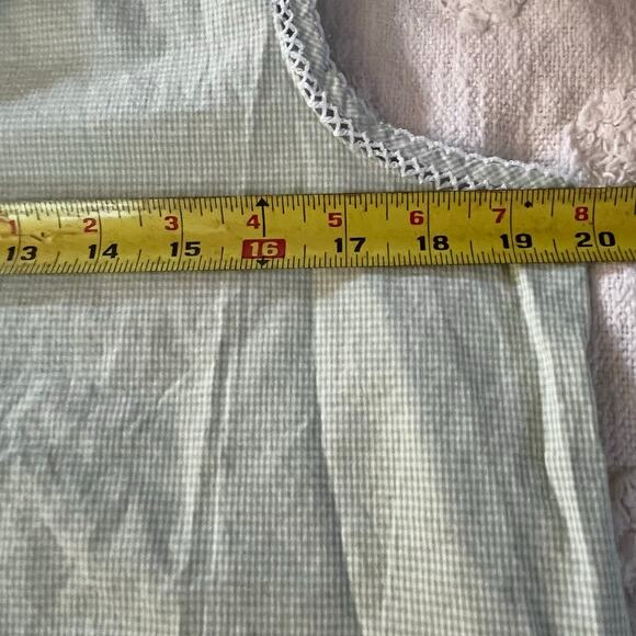 Vintage Gingham Check Green Embroidered Floral Sleeveless Button Down Size M - Picture 8 of 8